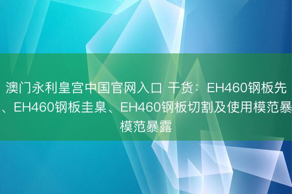 澳门永利皇宫中国官网入口 干货：EH460钢板先容、EH460钢板圭臬、EH460钢板切割及使用模范暴露