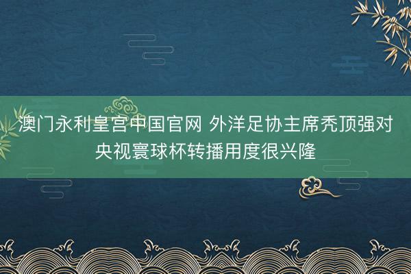 澳门永利皇宫中国官网 外洋足协主席秃顶强对央视寰球杯转播用度很兴隆
