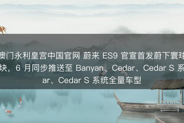 澳门永利皇宫中国官网 蔚来 ES9 官宣首发蔚下寰球模子全新版块，6 月同步推送至 Banyan、Cedar、Cedar S 系统全量车型
