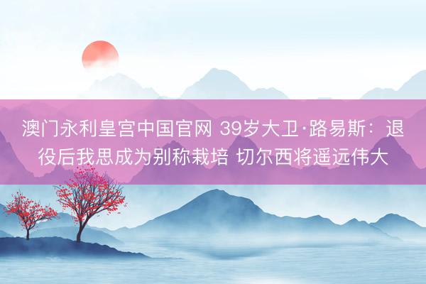 澳门永利皇宫中国官网 39岁大卫·路易斯:退役后我思成为别称栽培 切尔西将遥远伟大