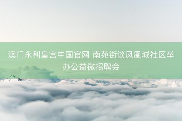 澳门永利皇宫中国官网 南苑街谈凤凰城社区举办公益微招聘会