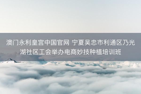 澳门永利皇宫中国官网 宁夏吴忠市利通区乃光湖社区工会举办电商妙技种植培训班
