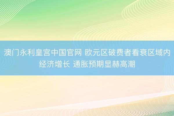 澳门永利皇宫中国官网 欧元区破费者看衰区域内经济增长 通胀预期显赫高潮